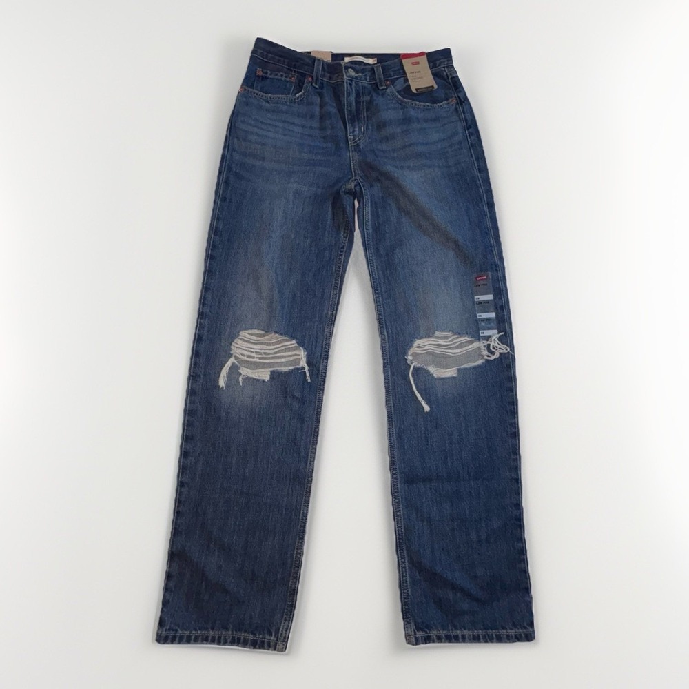 Levi's Womens Lo Pro Straight-Leg Jeans Size 28 30x30 Mid Rise Distressed NWT